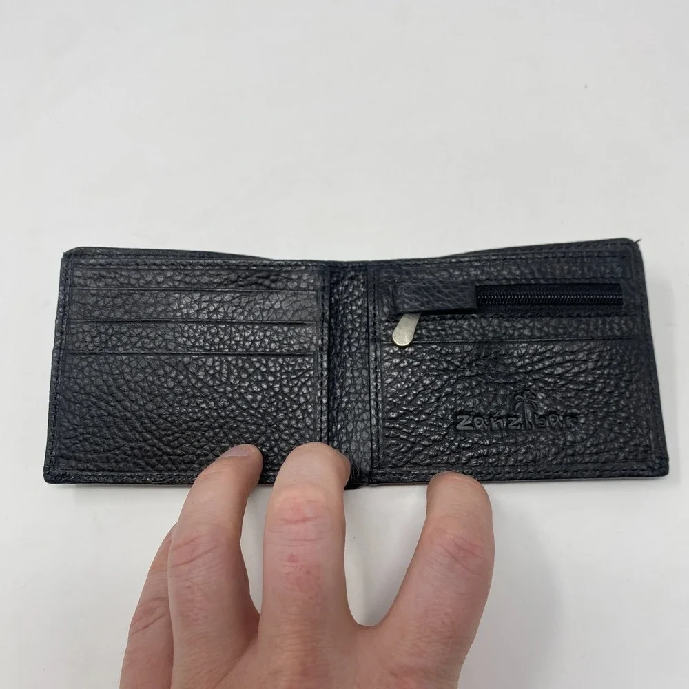 Zanzibar‎ Bifold Mens Wallet Slim Minimalist Black Faux Leather